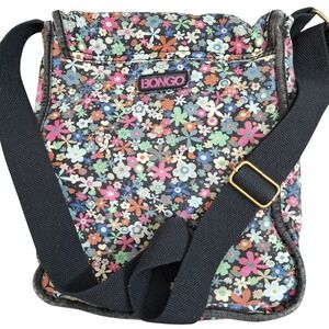 Bongo Vintage Floral Messenger Bag Crossbody‎ Peace Sign Multi-Color Canvas Y2K